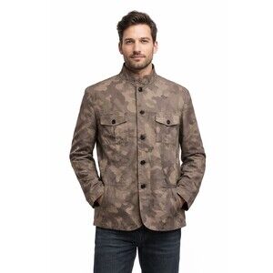 Kenneth Cole Camo Military Blazer 47 XL Jacket  Camouflage Cinch Waist Gray Tan